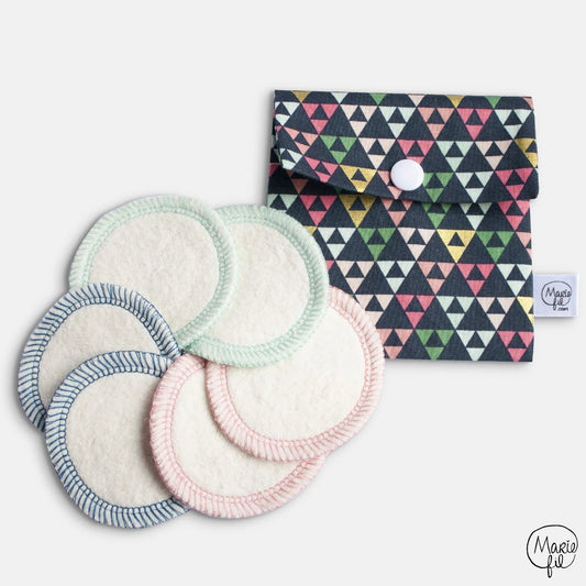 6 Cotons démaquillants lavables avec pochette de rangement - ROSECITRON