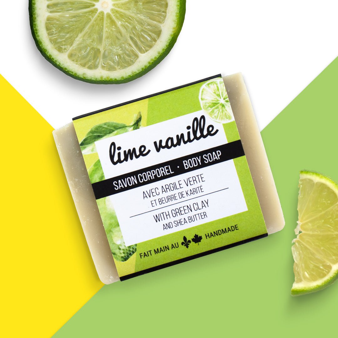 Savon hydratant pour le corps - Lime - vanille et argile verte - ROSECITRON