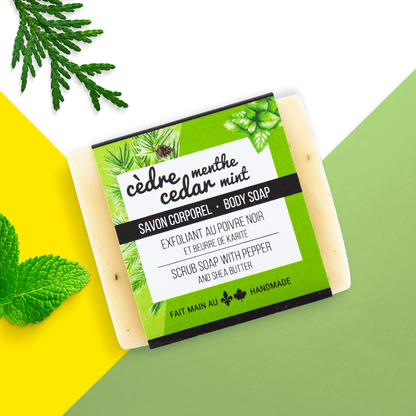 Savon exfoliant pour le corps - Cèdre - menthe - ROSECITRON